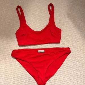 Mara Hoffman Red Scoop Bikini Set